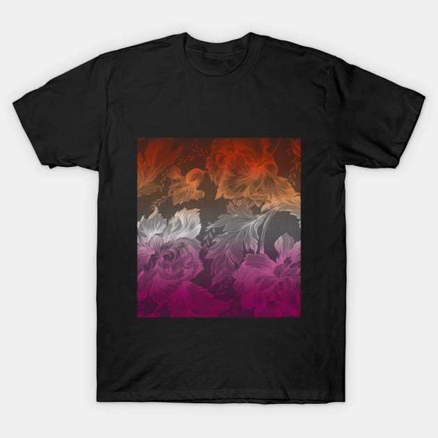 Lesbian Flag Subtle floral T-Shirt by Gedwolcraeft